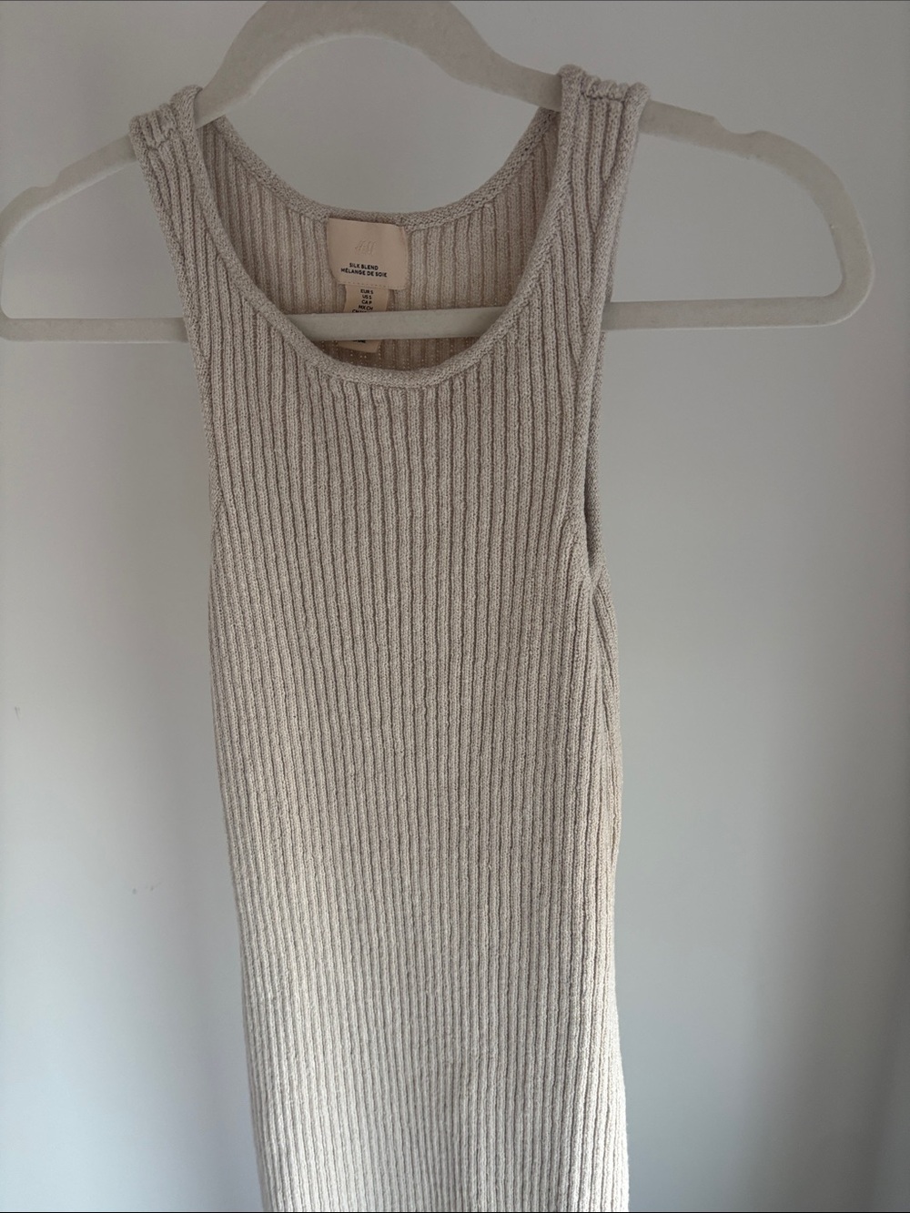 H&M Ribbed Knit Tank Dress in Light Beige